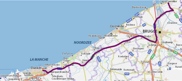 Belgische kust van Knokke tot het Franse Duinkerken